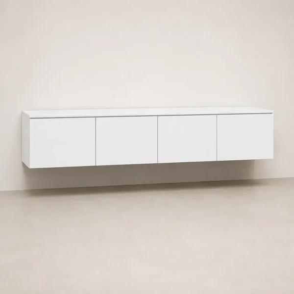 White Semi-Gloss Floating Cabinet White Semi-Gloss Floating Cabinet